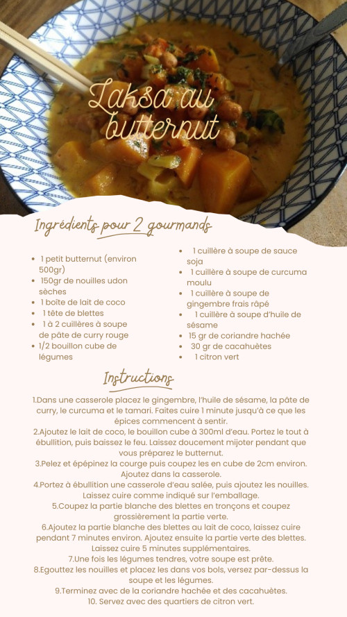 Recette laksa butternut.